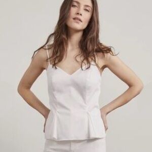 Elizabeth and James White Sleeveless White Smocked Back Camisole Blouse